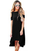 Sexy Black Cold Shoulder Short Sleeve High Low Dress